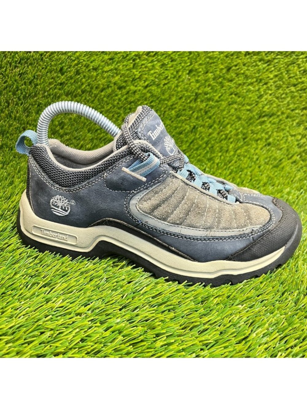 Timberland ComforTemp‎ ACT Womens Size 6.5M Gray Blue Trail Hiking Shoes Boots